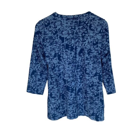J. Jill Pure Jill Indigo Blue Floral Top - Small - Picture 3 of 5